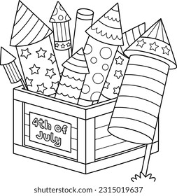 4th of July Fireworks Isolated Coloring Page 