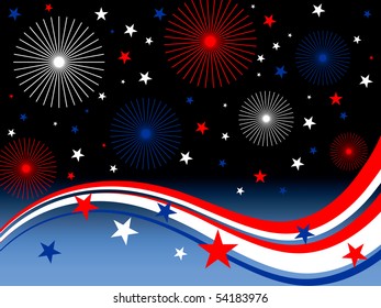 4th july fireworks - vector