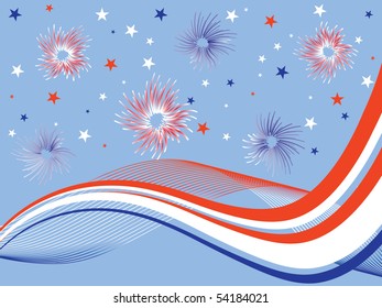 4th july fireworks - vector