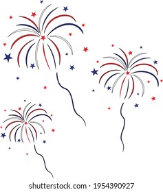 4th of July Fireworks vector on white background