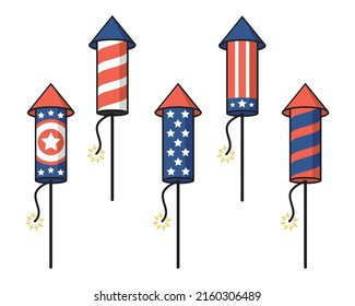 4th Of July Fireworks Vector Set