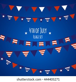4th of July flags set. Stock vector.