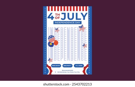 4th of July Flyer or poster template design