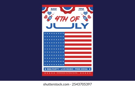 4th of July Flyer. Vector illustration