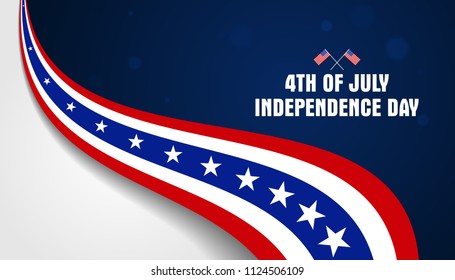 4th of July, Fourth of July American USA Independence Day. Vector banner background