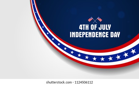 4th of July, Fourth of July American USA Independence Day. Vector banner background