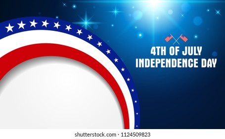 4th of July, Fourth of July American USA Independence Day. Vector banner background