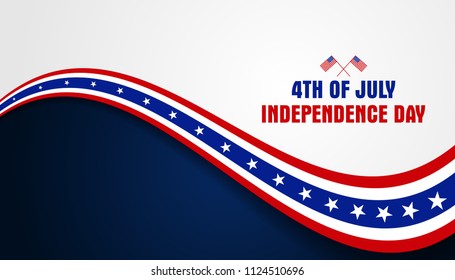 4th of July, Fourth of July American USA Independence Day. Vector banner background