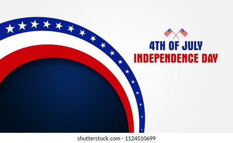 4th of July, Fourth of July American USA Independence Day. Vector banner background