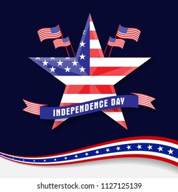 4th of July, Fourth of July American USA Independence Day. Vector greeting