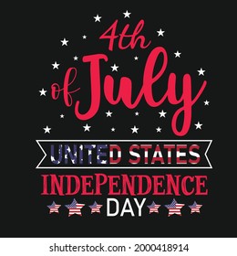 4th of July, Fourth of July American USA Independence Day.t-shirt design. Vector greeting