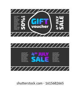 4th July Gift voucher. Vector set