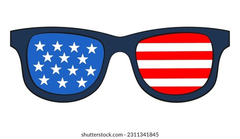 4th of July. Glasses in the USA flag colors. Vector illustration. Isolated on white background