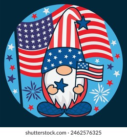 4th of July Gnome Patriotic Background