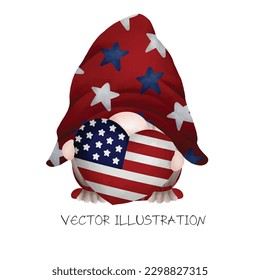 4th of july GNOME Watercolor the vector illustration