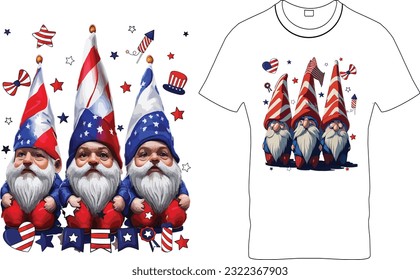 4th of July Gnomes T-Shirt Designs