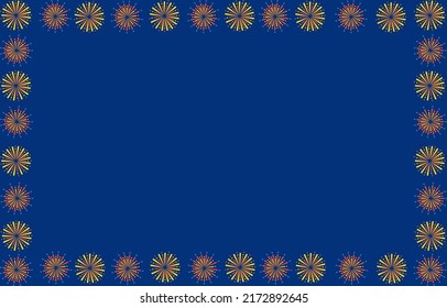 4 de julio saludo con fondo azul con fuegos artificiales, celebración del Día de la Independencia Americana. Diseño de ilustración vectorial.Flores.