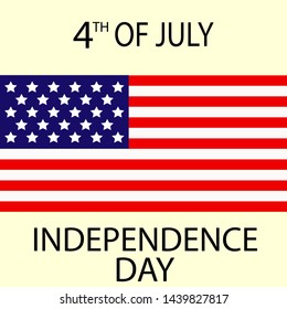 4th of July greeting card with brush stroke background in United States national flag colors and hand lettering text Happy Independence Day