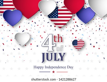4th of July greeting card. Vector illustration
