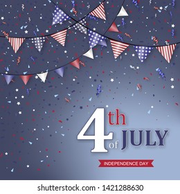 4th of July greeting card. Vector illustration