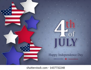 4th of July greeting card. Vector illustration