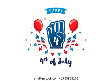 4th of July Greeting Card Vector illustration. USA Independence Day Celebration