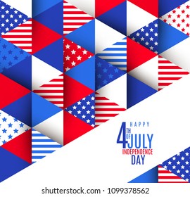 4th of July greeting on a USA patriotic stars and stripes pattern. Vector illustration. Greeting card.