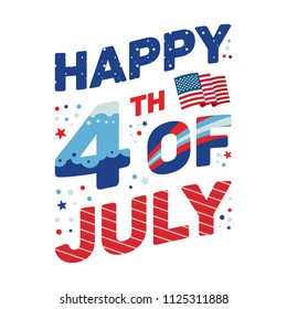 4th of July Greetings card typography