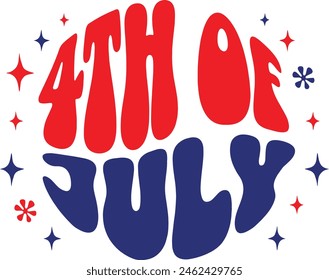 4th of July Groovy Vector Illustration