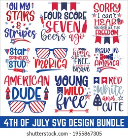 4th of July Hand drawn lettering phrase isolated on white background, Happy Fourth of July Calligraphy graphic design typography element, Hand written vector sign, svg