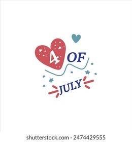 4th of July hand written text vector illustration 
