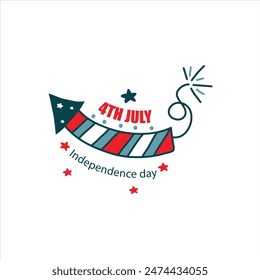 4th of July hand written text vector illustration 