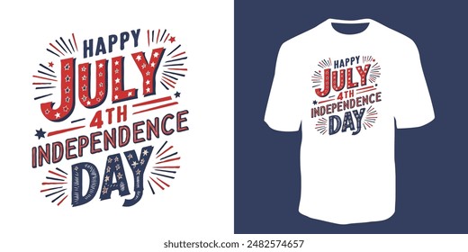 4th of July hand written text vector illustration 4th July American Independence Day. Banner, poster, greeting card. 4th July typography t-shirt design