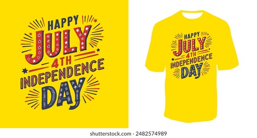 4th of July hand written text vector illustration 4th July American Independence Day. Banner, poster, greeting card. 4th July typography t-shirt design