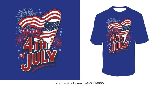 4th of July hand written text vector illustration 4th July American Independence Day. Banner, poster, greeting card. 4th July typography t-shirt design