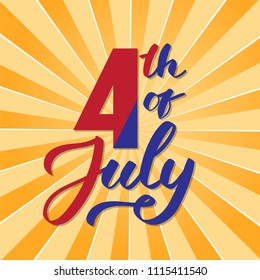 4th of July - hand-writing, calligraphy, typography, lettering.