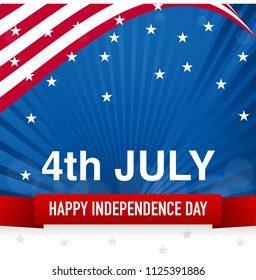 4th July, Happy Independence Day Banner, on Flag of United state of America, fourth of july independence day of the usa - Vector Illustration.