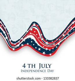 4th of July Happy Independence Day wave background.