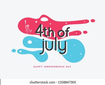 4th Of July, Happy Independence Day banner or poster design with USA flag color splash.