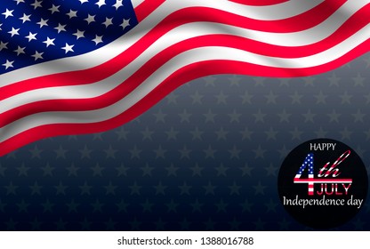 4th of July Happy independence Day of USA, flag of America, vector illustration