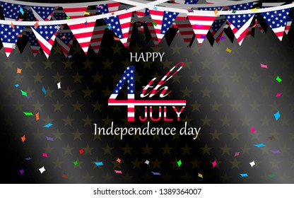 4th of July Happy independence Day of USA, flag of America, vector illustration