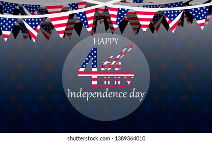 4th of July Happy independence Day of USA, flag of America, vector illustration