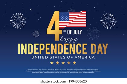 4th of July Happy Independence Day Banner with simple USA flag. can be use for advertising, sign, banner, website, poster, background, card, campaign, brochure and more. Vector illustration.
