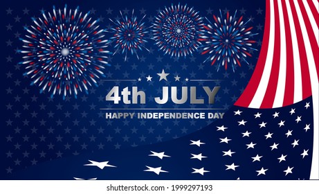 4th July and happy independence day vector background