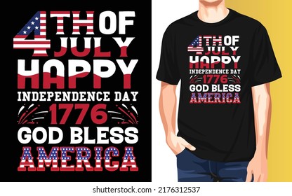 4th of July happy Independence day 1776 God bless America Independence day T-Shirt Design.