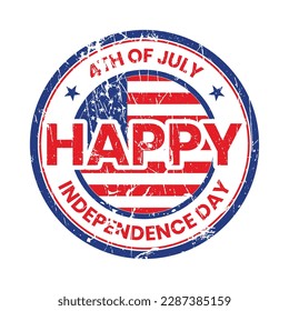 4th july happy independence day typography tshirt design, badge design, emblem, sticker, label, stamp vector illustration with american national flag
