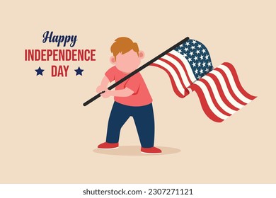 4th of July. Happy Independence Day concept. Flat vector illustration isolated.
