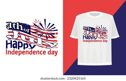 4th Of July Happy Independence Day T-shirt Design. Custom T-Shirt Design. Vector Files. 