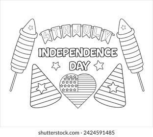 4th Of July Happy Independence Day Coloring Page