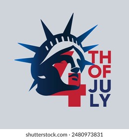 4th of July happy independence day America. American national flag and statue of liberty. Abstract vector illustration design.